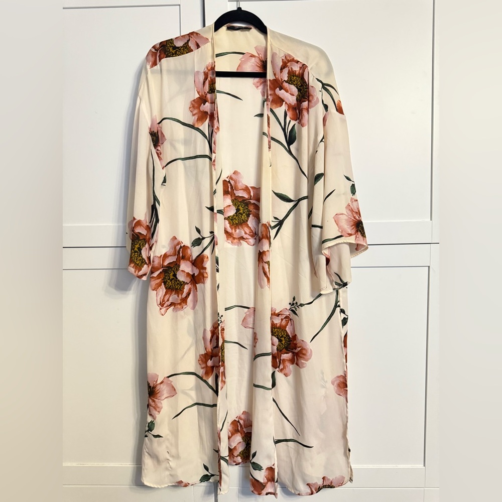 🌸 Forever 21 Floral Kimono Cover-Up | Flowy Sleeves | Size L/XL